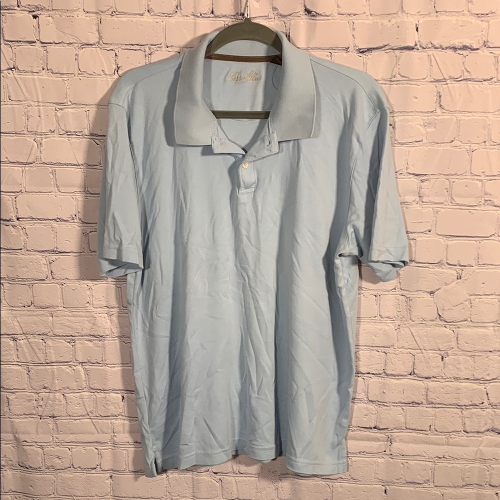 Tasso Elba Mens Short Sleeve Polo Blue Size L Pima Cotton Casual Vacation